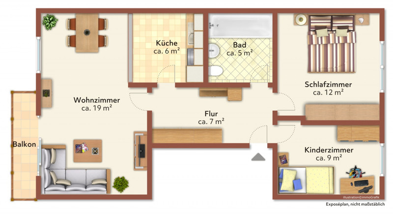 3 Raum-Wohnung mit Balkon - Photo 2